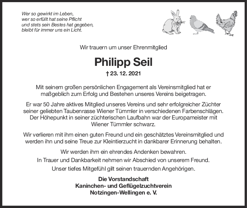 Nachruf Philipp Seil <br><p style=