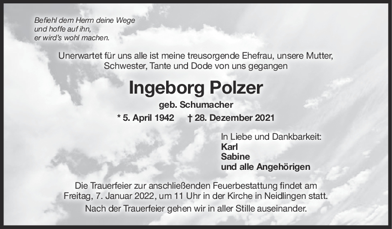Trauer Ingeborg Polzer <br><p style=