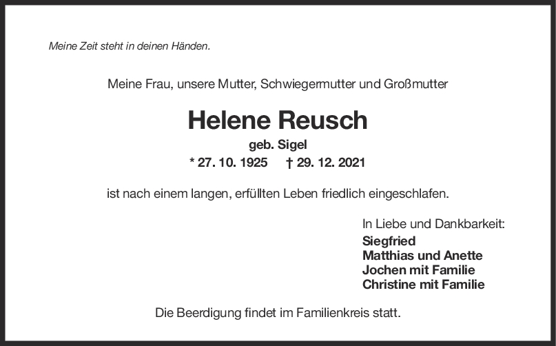 Trauer Helene Reusch <br><p style=