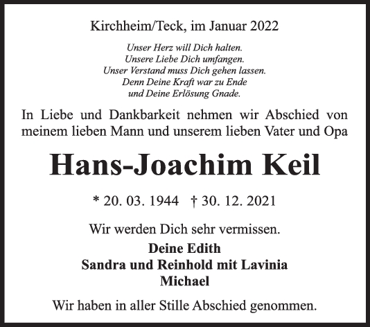 Trauer Hans Joachim Keil <br><p style=