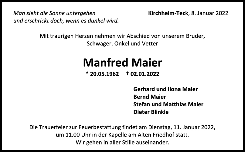 Trauer Manfred Maier <br><p style=