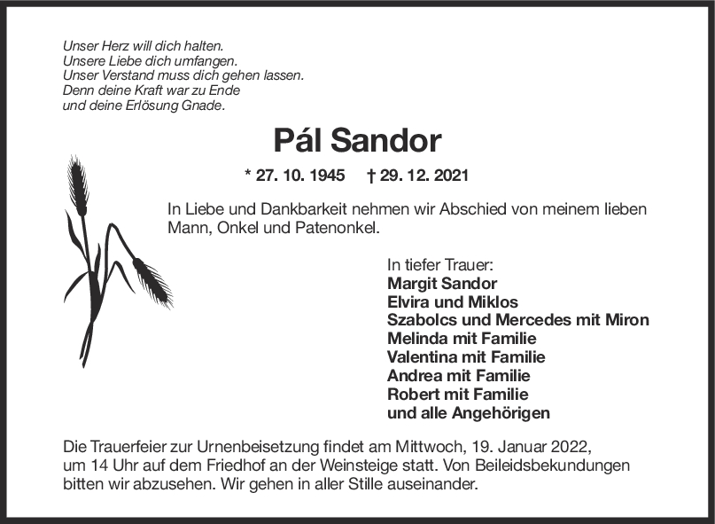 Trauer Pál Sandor <br><p style=
