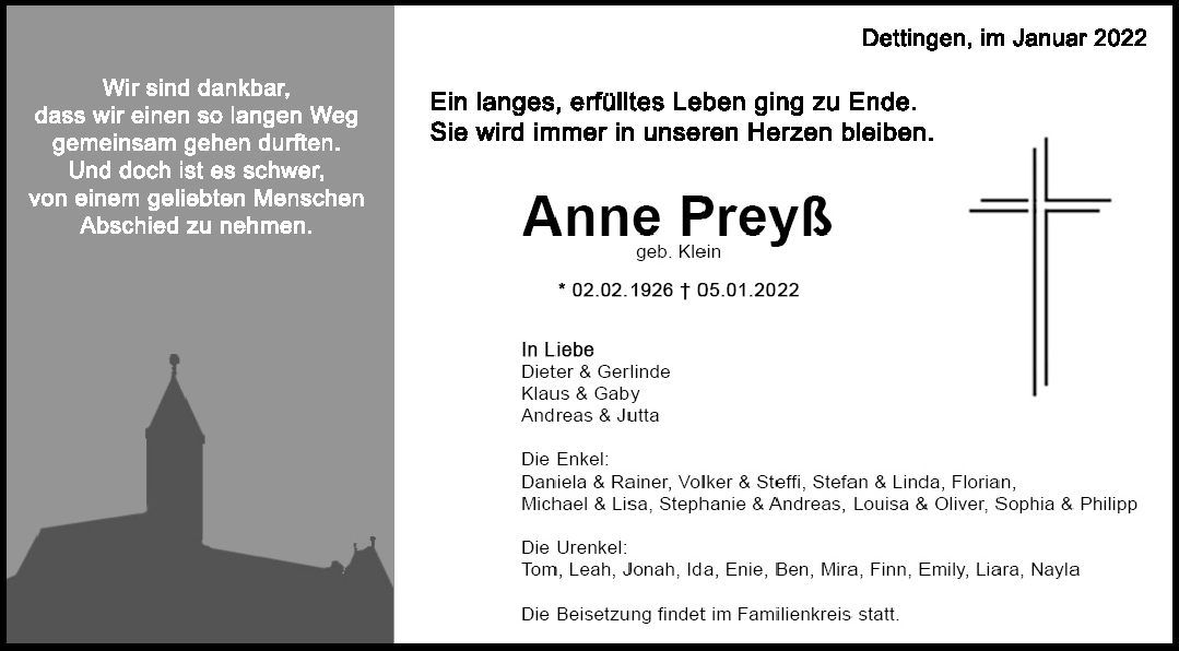 Trauer Anne Preyß <br><p style=