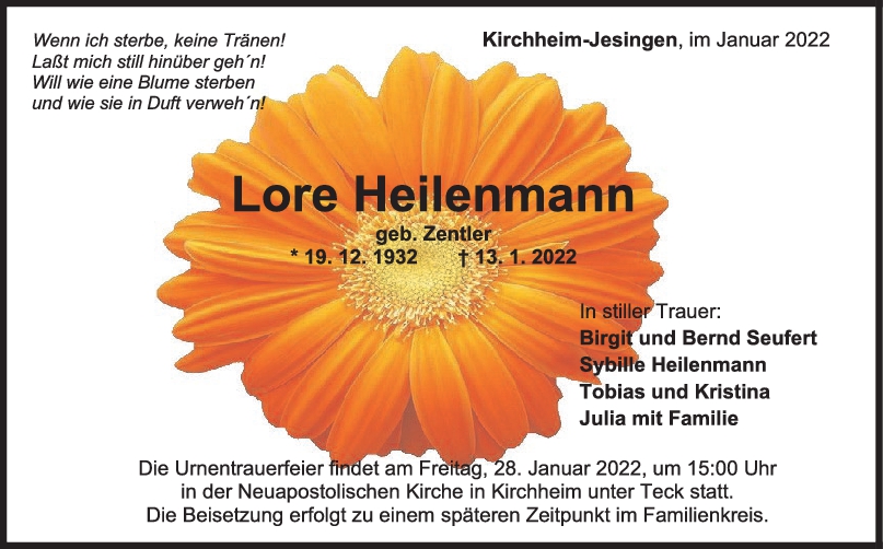 Trauer Lore Heilenmann <br><p style=