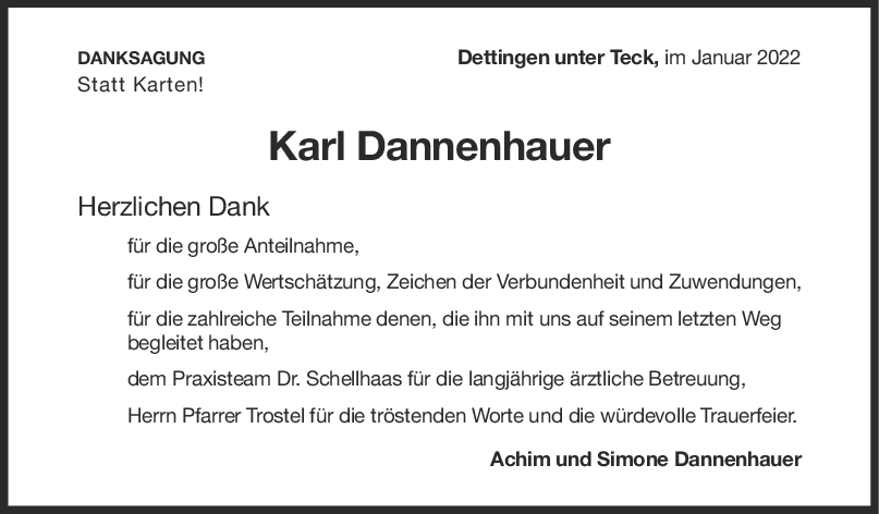 Danksagung Karl Dannenhauer <br><p style=