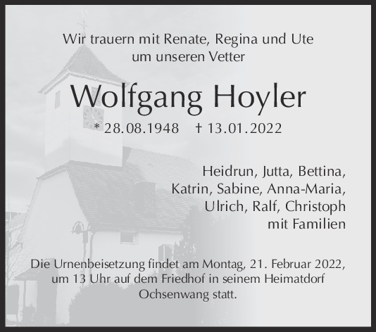 Trauer Wolfgang Hoyler 05/02/2022