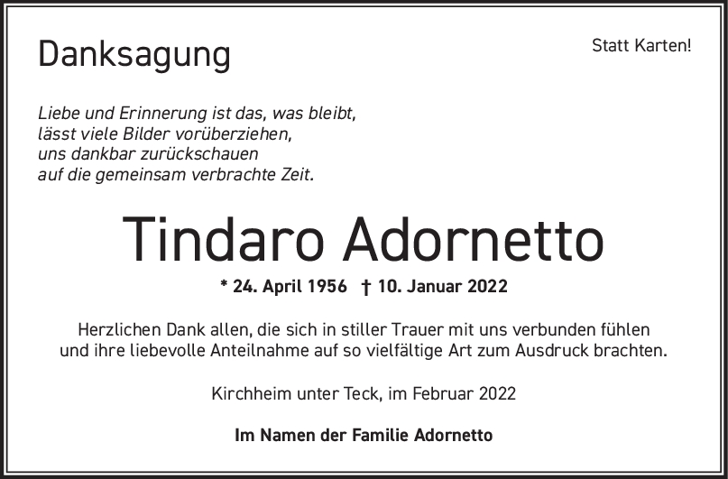 Danksagung Tindaro Adornetto 05/02/2022