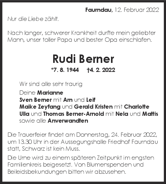 Trauer Rudi Berner <br><p style=