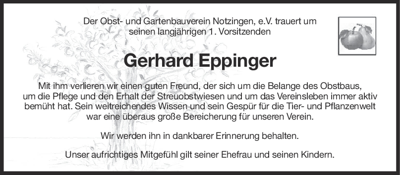 Nachruf Gerhard Eppinger <br><p style=