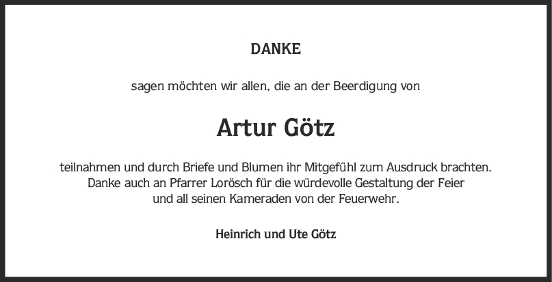 Danksagung Artur Götz <br><p style=