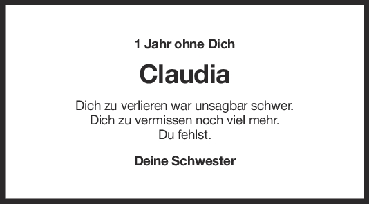 Nachruf Claudia 08/03/2022