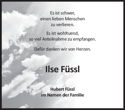 Danksagung Ilse Füssl <br><p style=