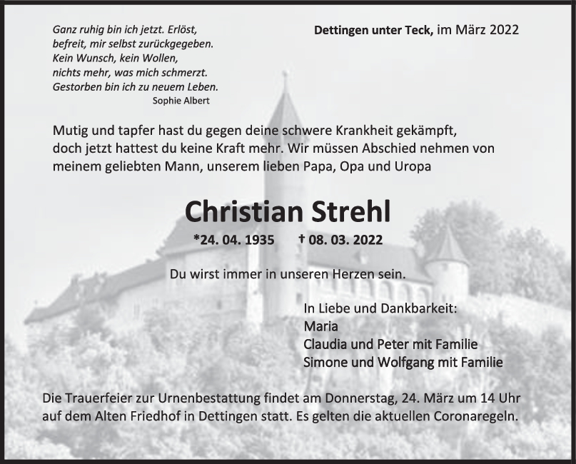Trauer Christian Strehl <br><p style=