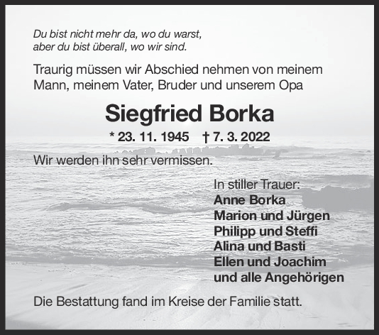 Trauer Siegfried Borka <br><p style=