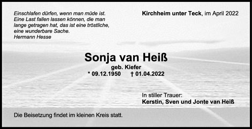 Trauer Sonja van Heiß <br><p style=