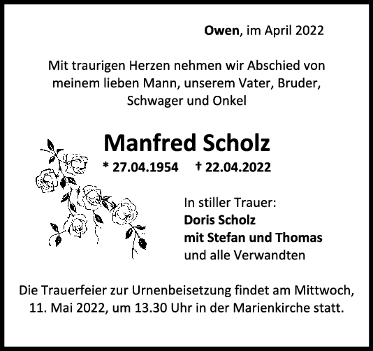 Trauer Manfred Scholz <br><p style=