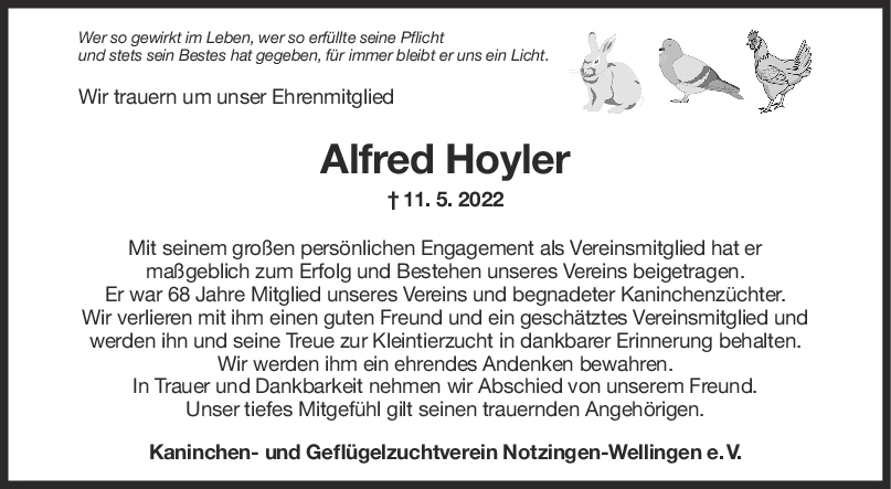 Nachruf Alfred Hoyler <br><p style=