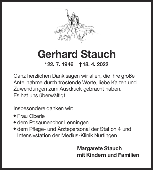 Danksagung Gerhard Stauch <br><p style=