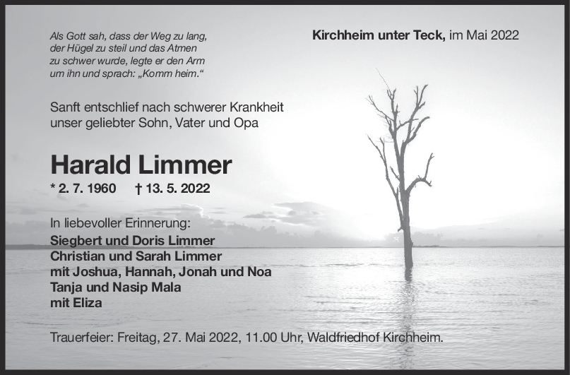 Trauer Harald Limmer <br><p style=