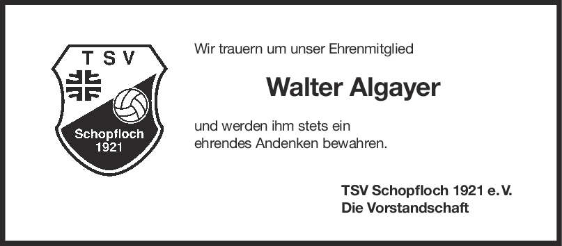 Nachruf Walter Algayer <br><p style=