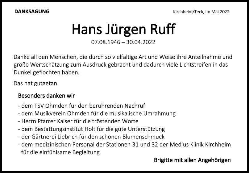 Dankasgung Hans Jürgen Ruff <br><p style=