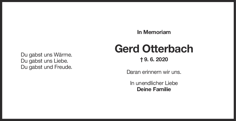 Nachruf Gerd Otterbach 09/06/2022
