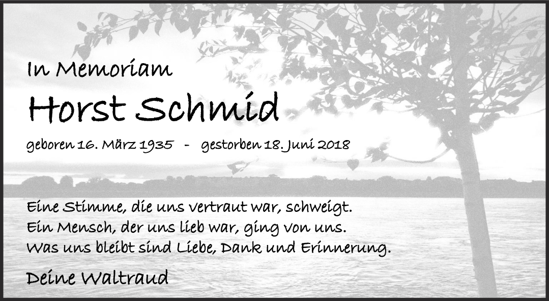 Nachruf Horst Schmid 18/06/2022