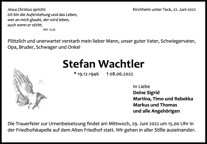 Trauer Stefan Wachtler 22/06/2022